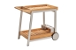 Preview: STERN® Servierwagen FRIDO Aluminium greige mit Ablageflächen aus Teak