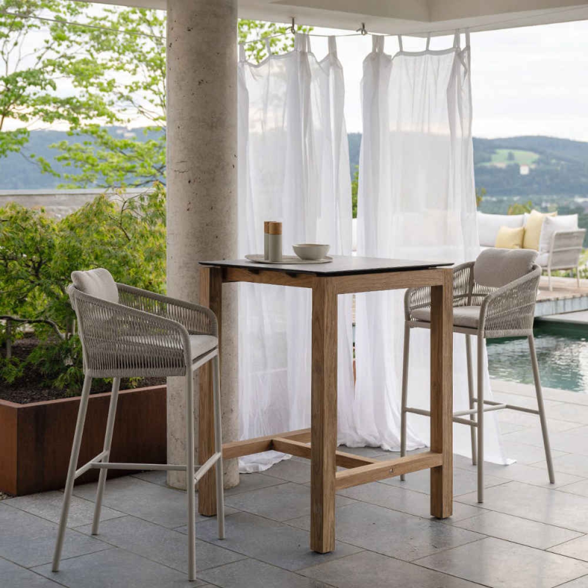 Preview: STERN® Bartischgestell THEO Old Teak für Tischplatte 80x80cm
