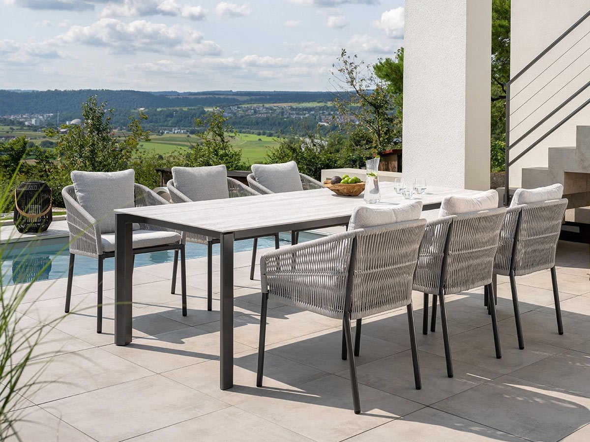 Preview: STERN® Dining Stapelsessel JELLA - anthrazit Stone mit Kissen in 6 Farben