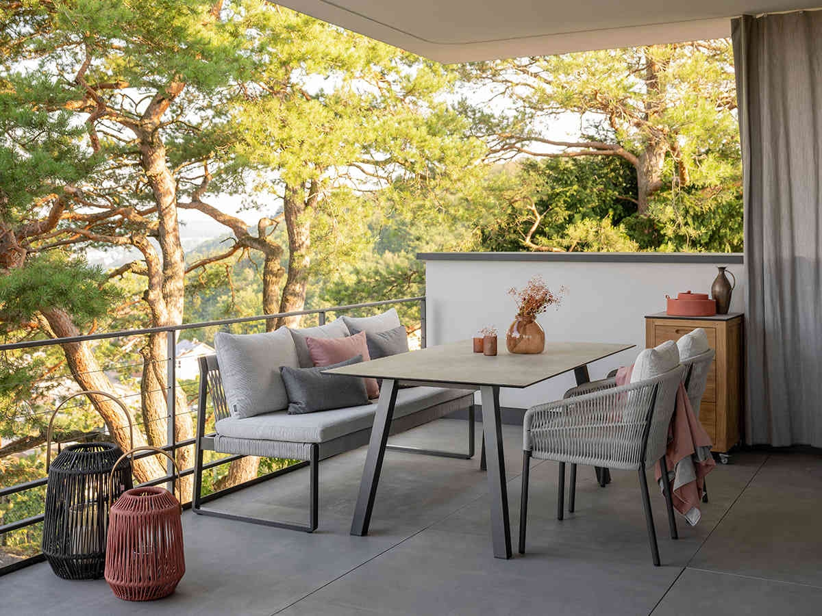 Preview: STERN® Dining Stapelsessel JELLA - anthrazit Stone mit Kissen in 6 Farben