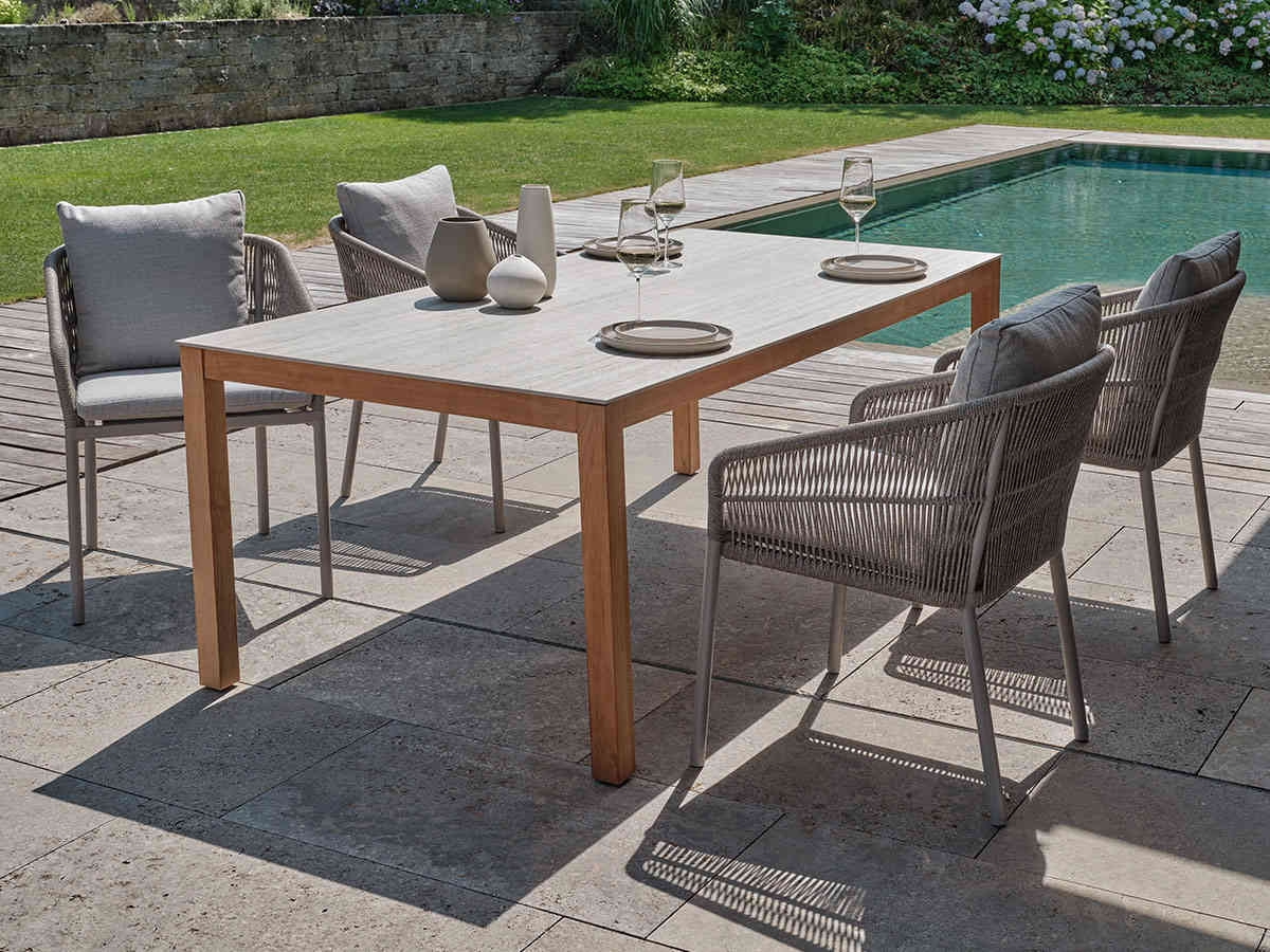 Preview: STERN® Dining Stapelsessel JELLA - warmgrau mit Kissen in 6 Farben
