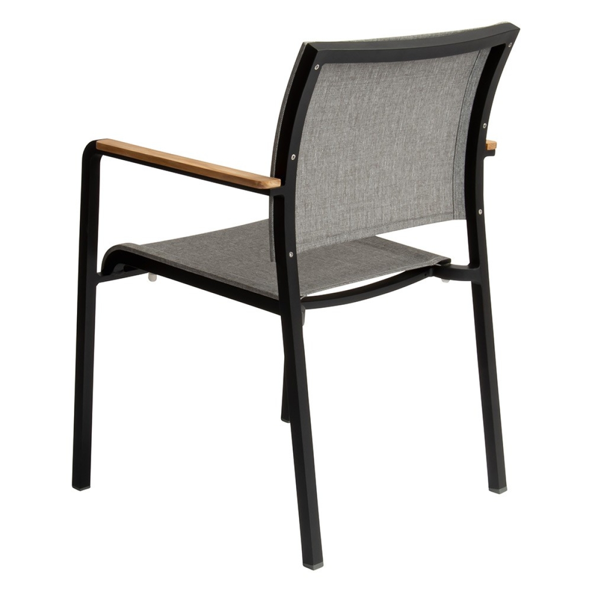Preview: STERN® Stapelsessel TILO schwarz matt mit Teak Armlehne