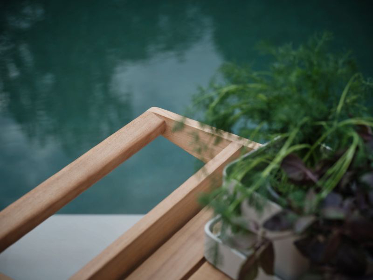 Preview: STERN® Servierwagen FRIDO Aluminium greige mit Ablageflächen aus Teak
