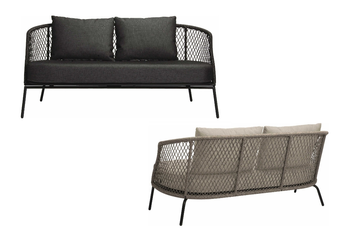STERN® Lounge Sofa 2-Sitzer ODEA in Kordel-Optik mit Kissen