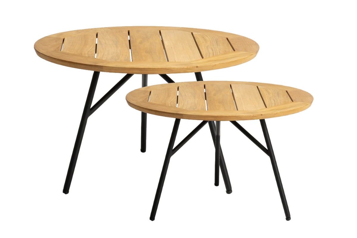 STERN® Beistelltisch FRIDA Aluminium Teak, Ø55 oder Ø65cm