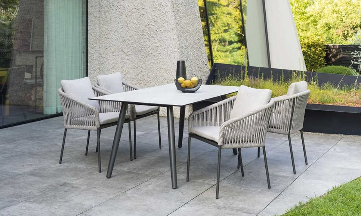 Preview: STERN® Stapelsessel MARLA Kordel-Optik mit Kissen
