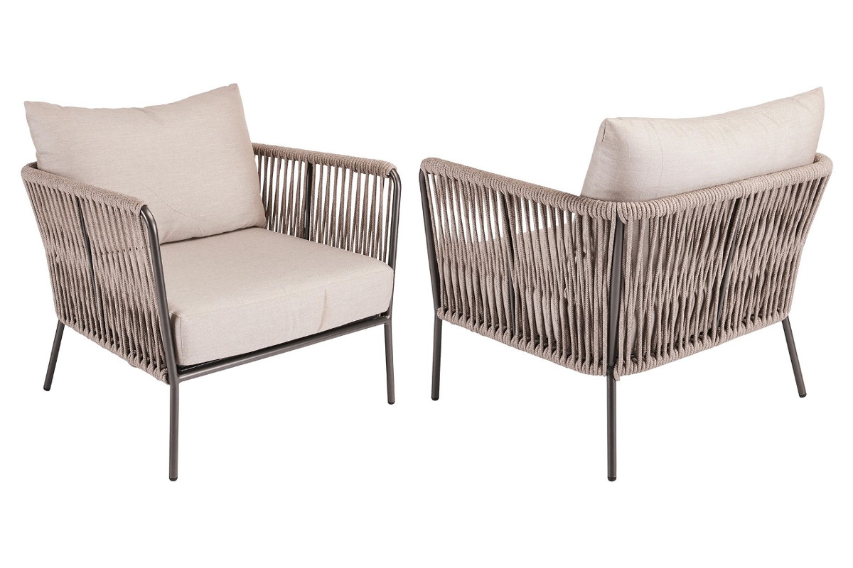 STERN® Lounge Sessel MARLA Kordel-Optik mit Kissen