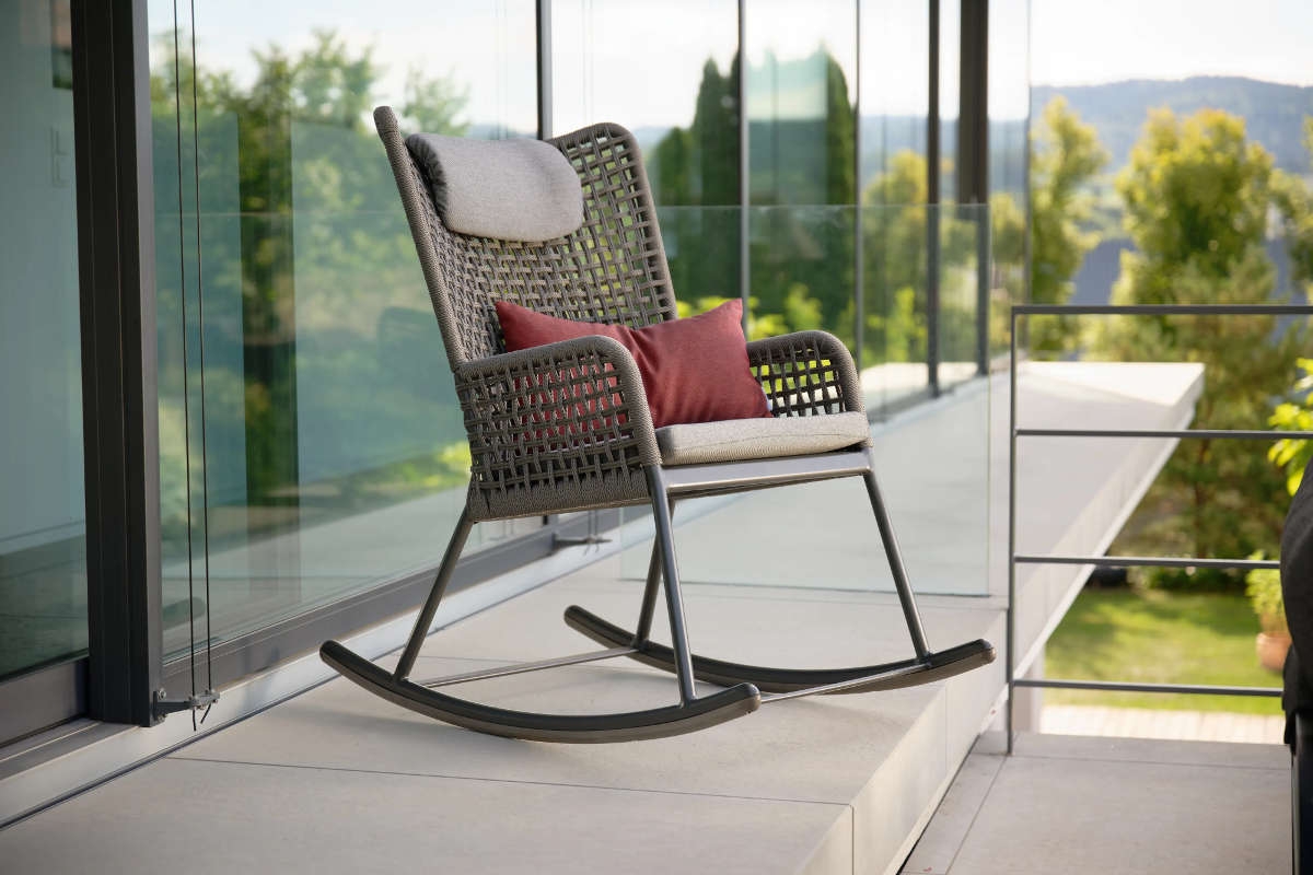 Preview: STERN® Schaukelsessel GRETA Kordel-Optik mit Kissen