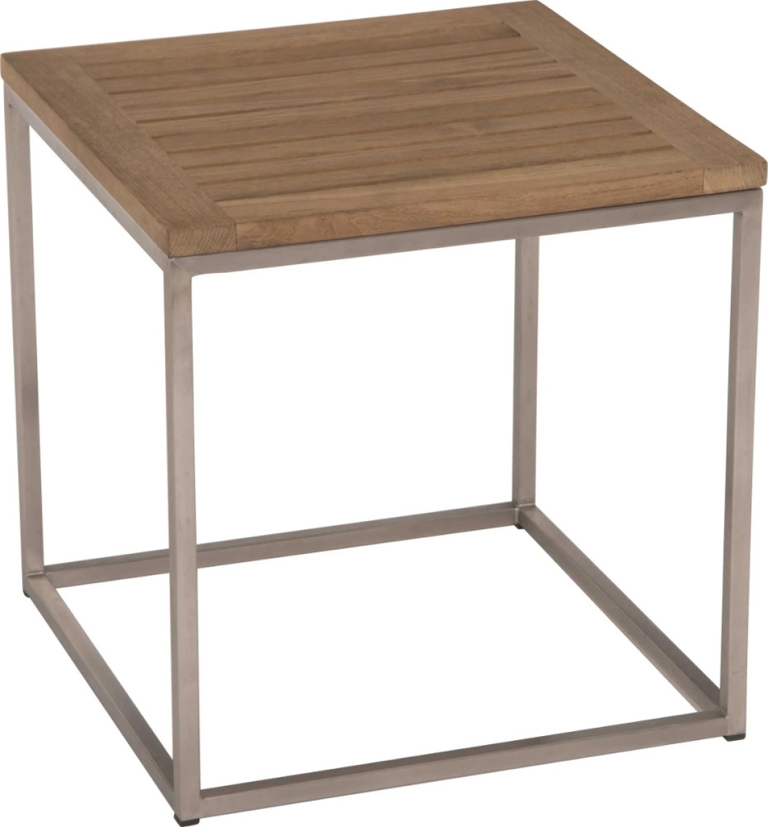 Preview: STERN® Beistelltisch Edelstahl mit TEAK-/Glasplatte 45x45cm