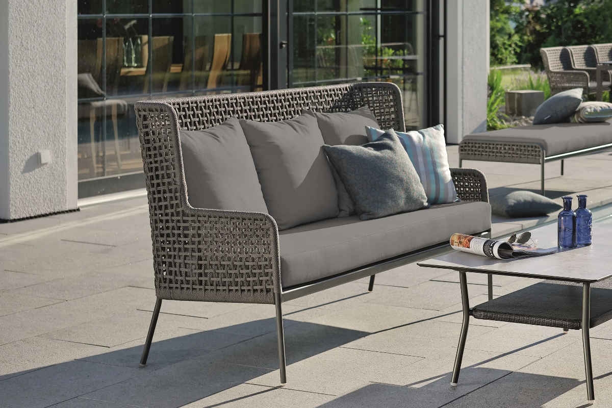 Preview: STERN® Lounge Sofa GRETA Kordel-Optik mit Kissen