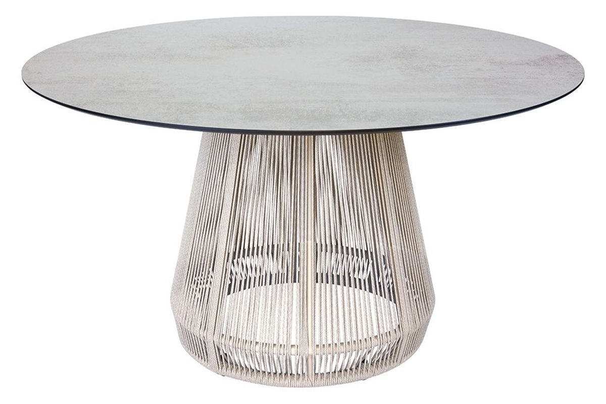 STERN® Tisch RHODA Ø134cm Aluminium/Kordel mit Tischplatte SILVERSTAR 2.0