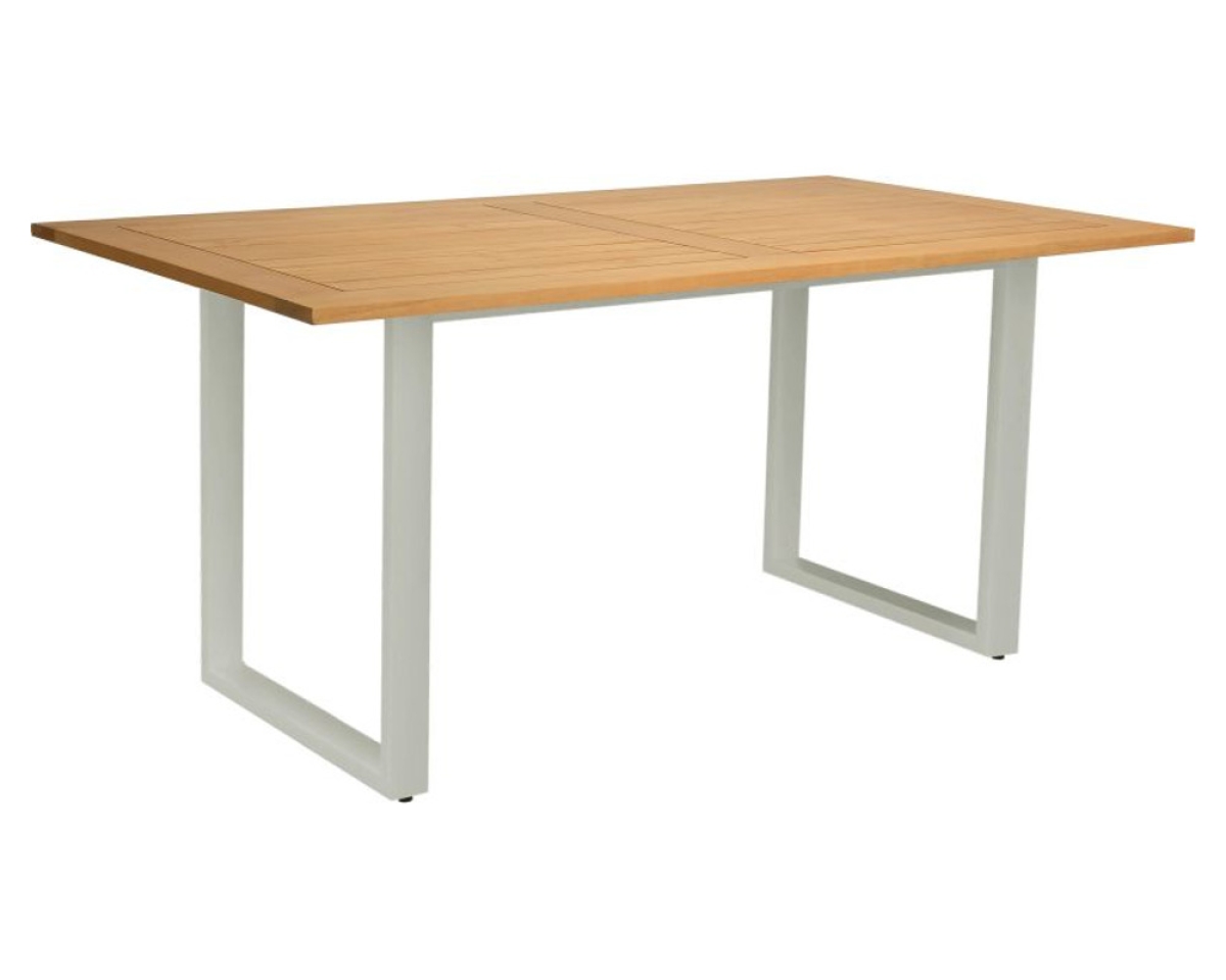 Aluminium greige Tischplatte Teak