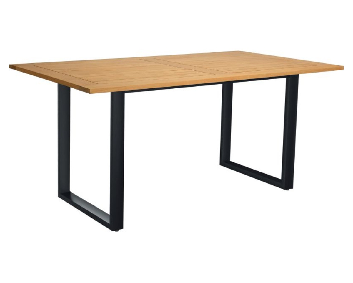 Preview: Aluminium schwarz matt Tischplatte Teak