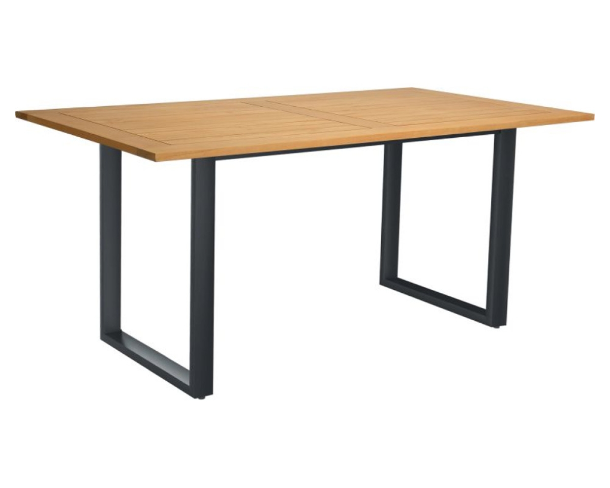 Aluminium anthrazit Tischplatte Teak