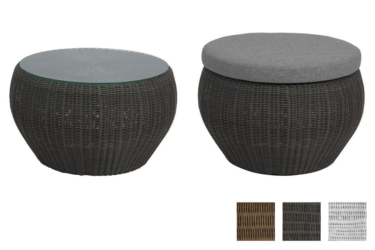 STERN® Hocker ANNY mit Glasplatte und Kissen Ø 54 cm