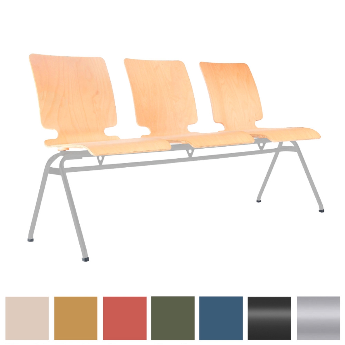 3-Sitzer Wartebank AXO mit Holzsitz