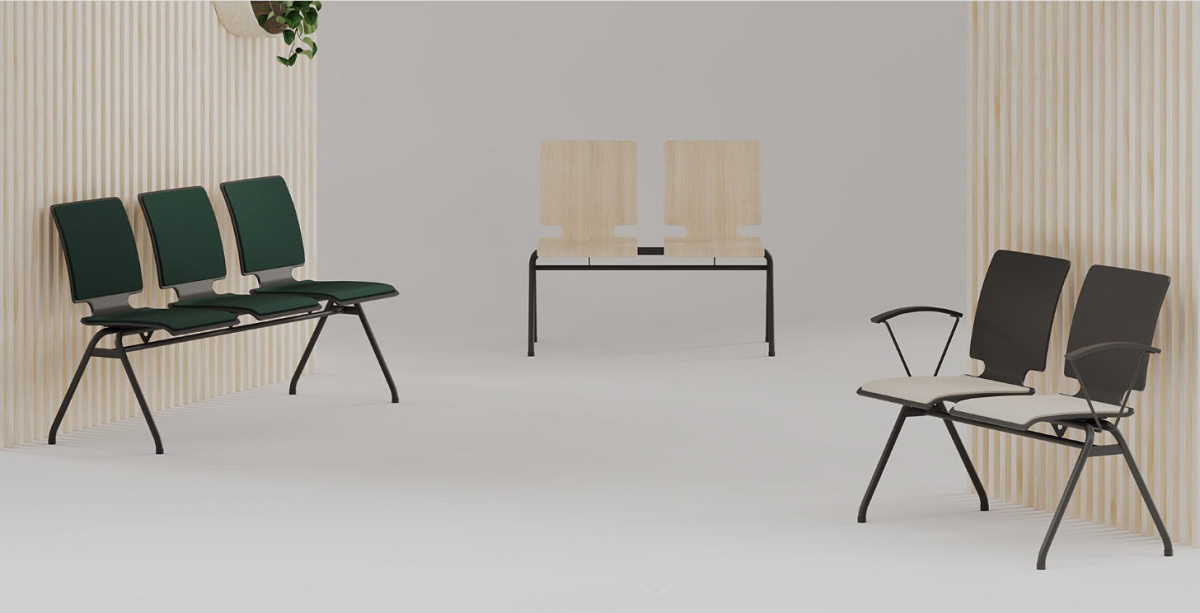 Preview: 2-Sitzer Wartebank AXO mit Holzsitz