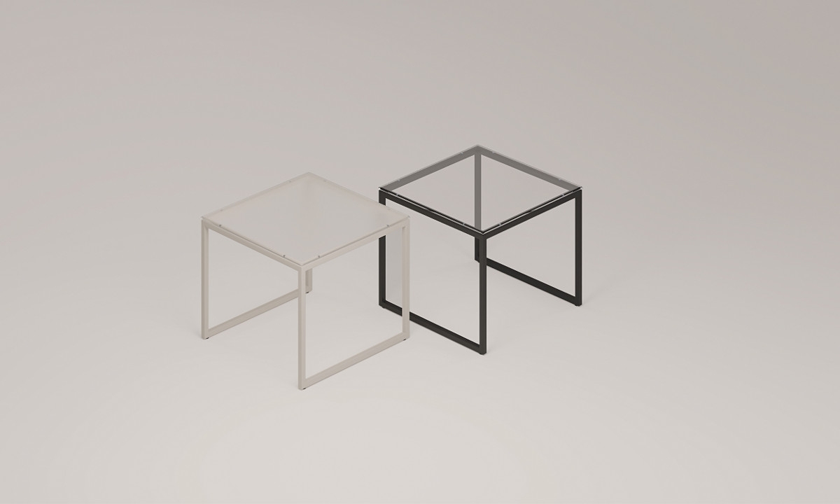 Preview: Beistelltisch DALLAS 55x55cm mit Glasplatte