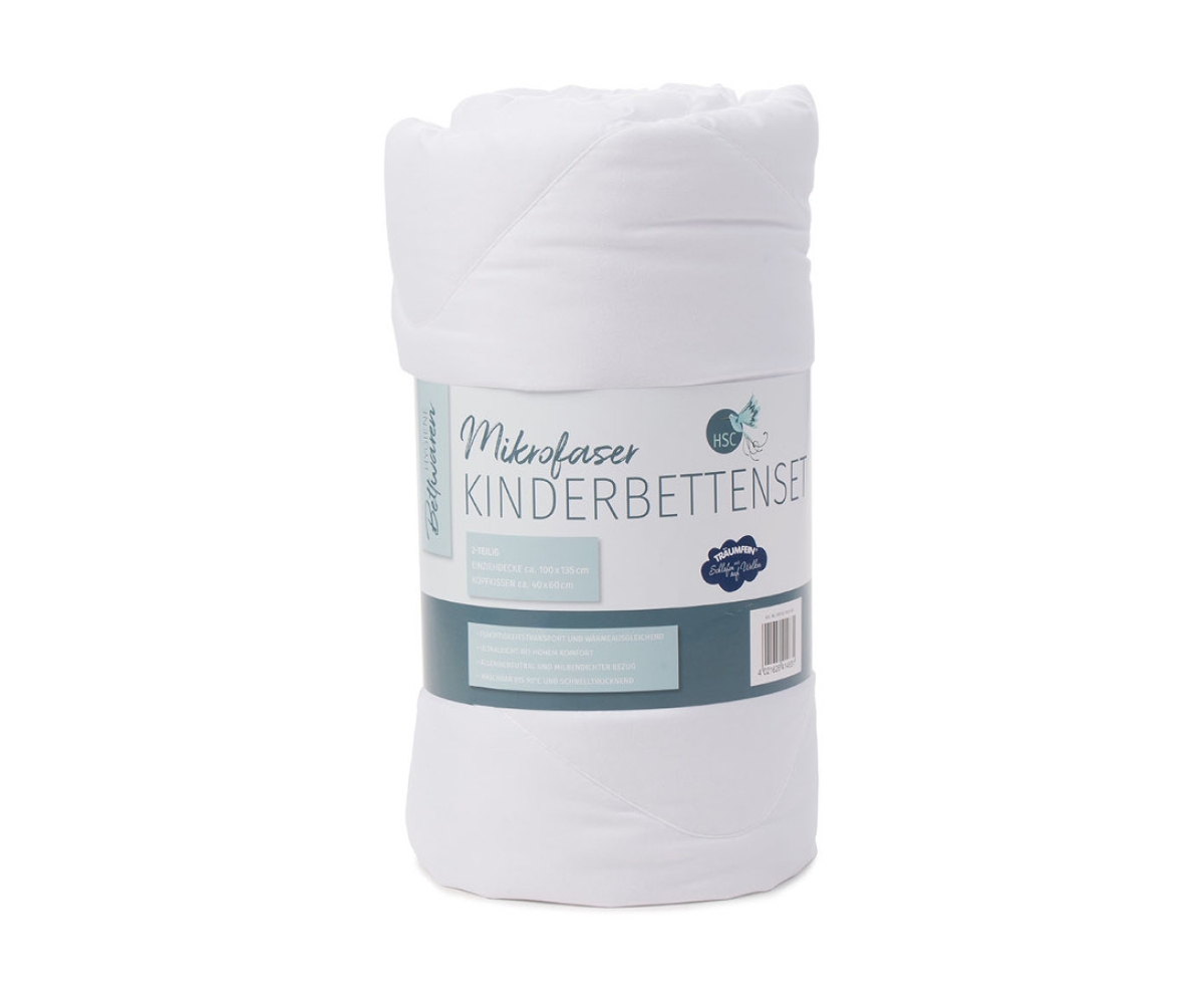 Preview: Kinder Bettgarnitur 2-tlg. Kopfkissen und Bettdecke Mikrofaser, VE14