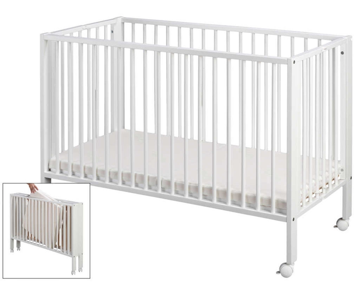 tiSsi® Faltbares Kinderbett JORI Buche Weiß - Reisebett aus Massivholz