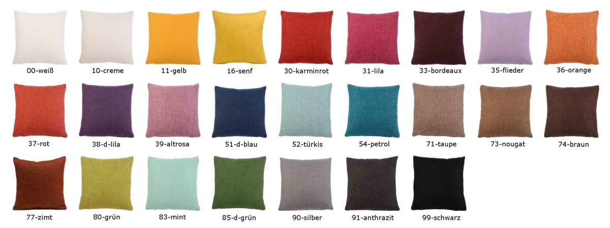 Preview: Kissenhülle DALLAS 470g 40x40cm 50x50cm 25 Farben mit Reißverschluss