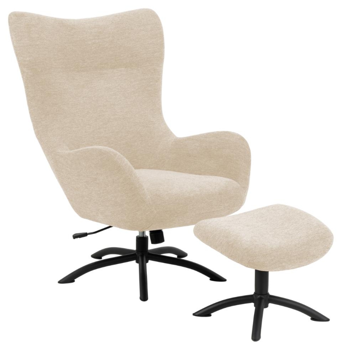 Preview: Drehsessel PORTOBELLO mit Hocker & Liegefunktion Stoff Skyland