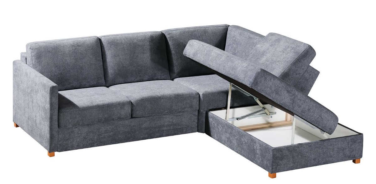 ROVALLO® Eck-Schlafsofa NOBILIS mit Spitzecke und Anbauelement