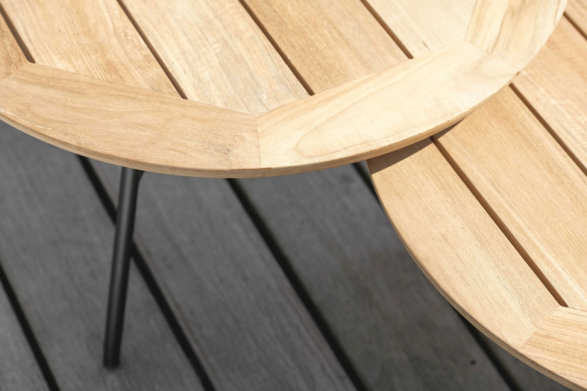 Preview: STERN® Beistelltisch FRIDA Aluminium Teak, Ø55 oder Ø65cm