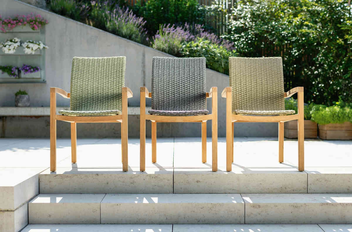 Preview: STERN® Dining Sessel LEAH Teak mit Kordel oder Textilen
