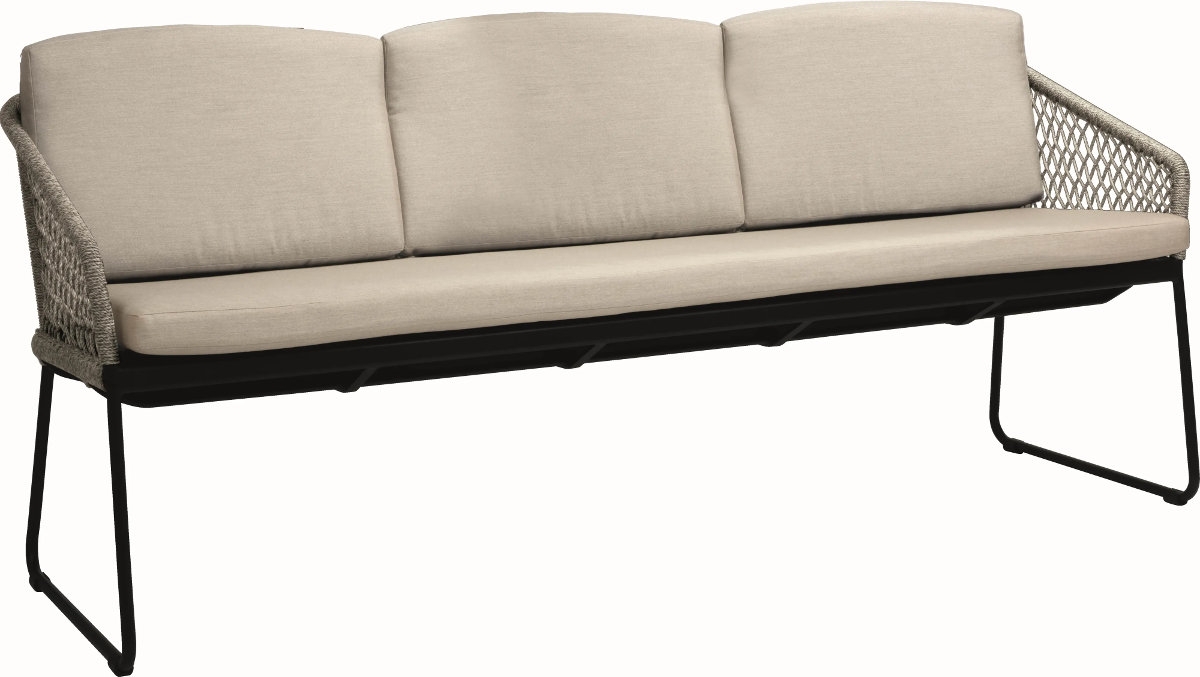 Preview: STERN® Kufenbank 3-Sitzer ODEA in Kordel-Optik mit Kissen
