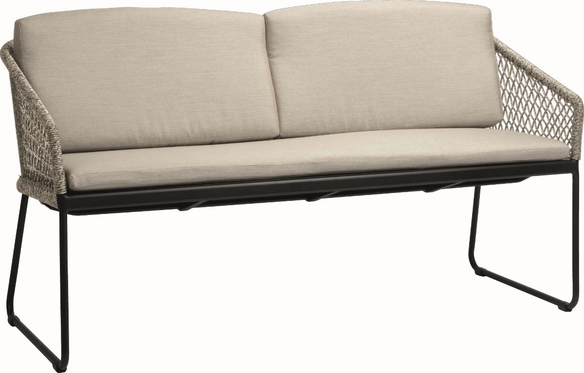 Preview: STERN® Kufenbank 2-Sitzer ODEA in Kordel-Optik mit Kissen