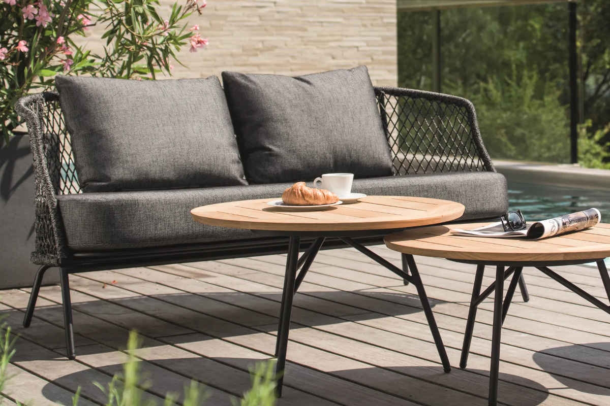 Preview: STERN® Lounge Sofa 2-Sitzer ODEA in Kordel-Optik mit Kissen