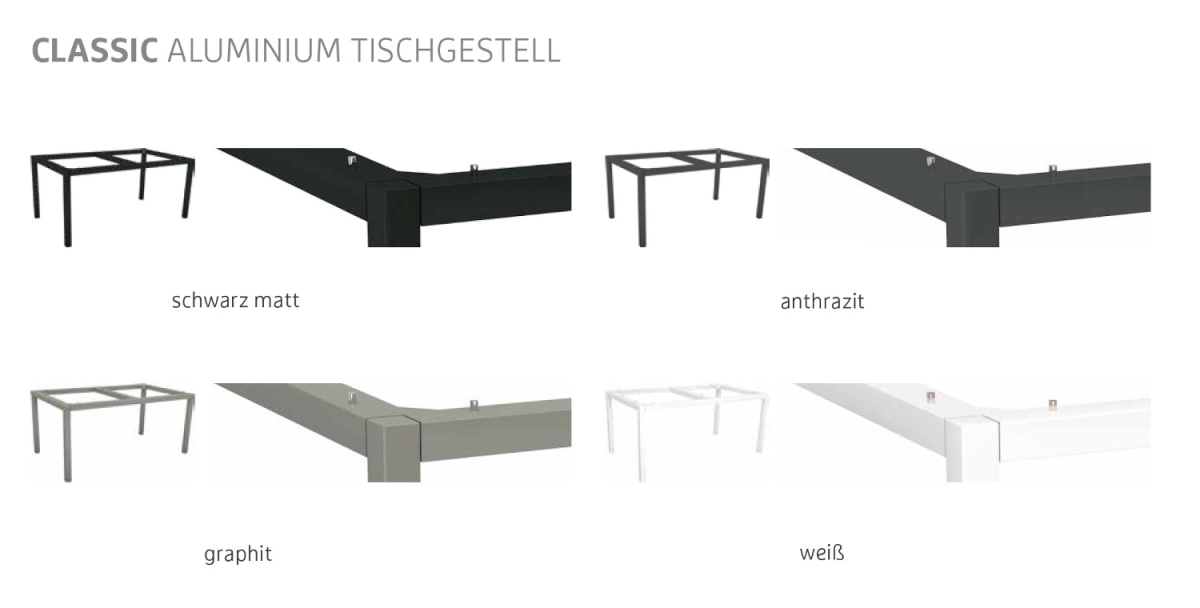 Preview: STERN® Aluminium Tischgestell CLASSIC 6 Größen 4 Farben