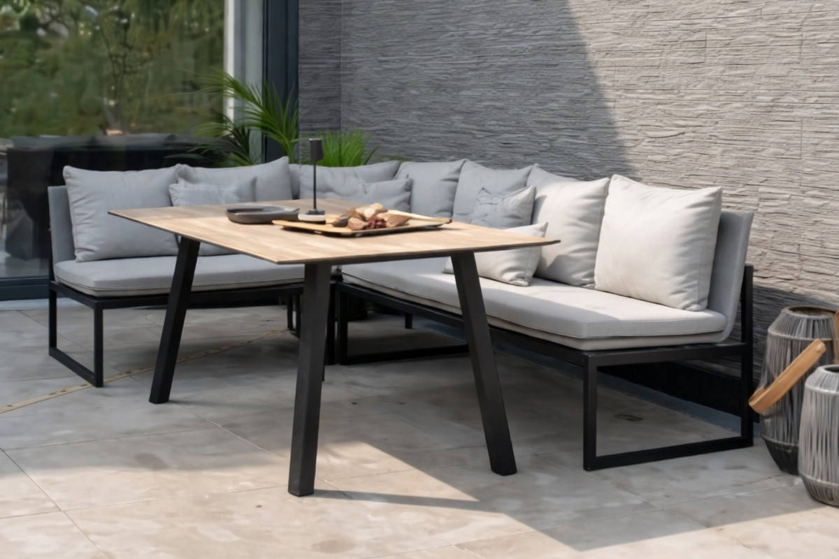 Preview: STERN® Lounge Eckelement TAMMO Aluminium schwarz matt