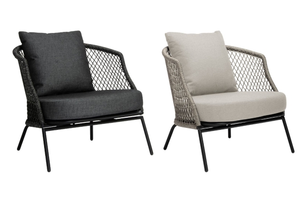 STERN® Lounge Sessel ODEA in Kordel-Optik mit Kissen