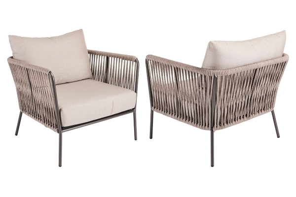 STERN® Lounge Sessel MARLA Kordel-Optik mit Kissen