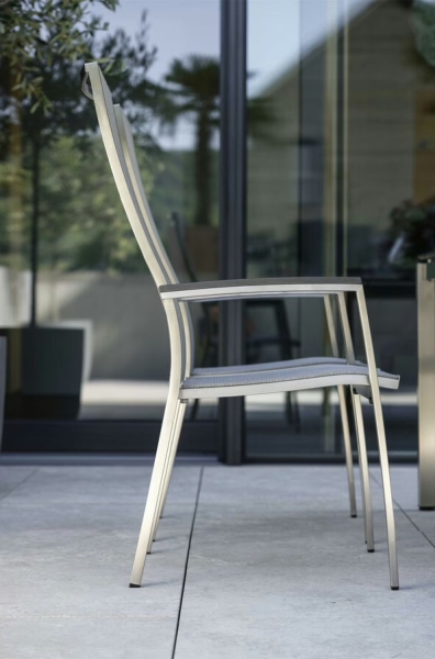 STERN® Stapelsessel CARDIFF Edelstahl extra hohe Rückenlehne