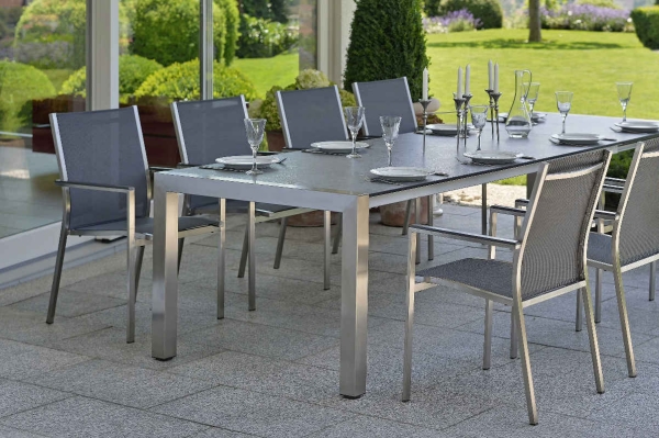 STERN® Stapelsessel CARDIFF Edelstahl Textilen Aluminiumarmlehnen