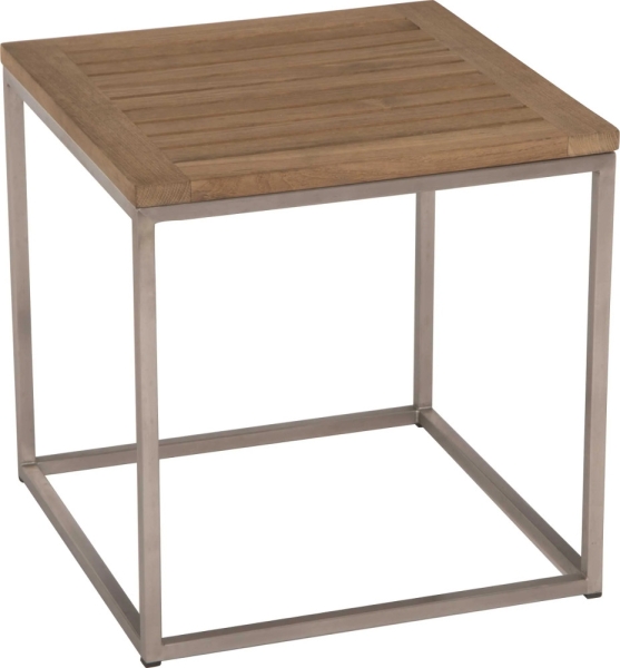 STERN® Beistelltisch Edelstahl mit TEAK-/Glasplatte 45x45cm