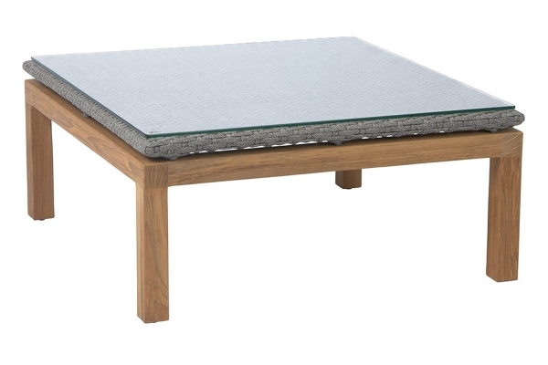 STERN® Beistelltisch LEAH mit Kordel und Glasplatte 75x75 cm