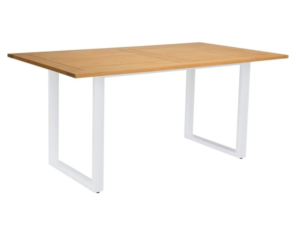 Aluminium weiß Tischplatte Teak