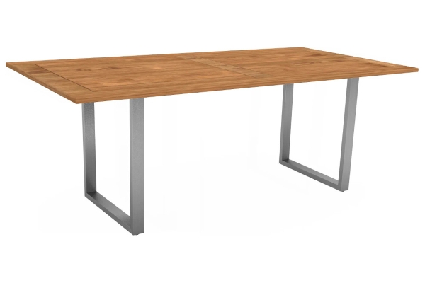 STERN® Kufentisch Edelstahl mit Teak Tischplatte 180x100cm