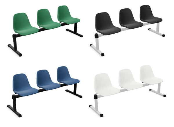 3-Sitzer Wartebank BETA mit Kunststoffschale