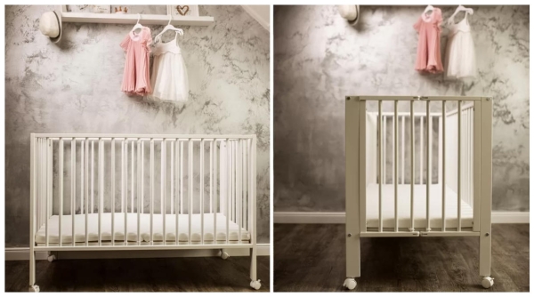 tiSsi® Faltbares Kinderbett JORI Buche Weiß - Reisebett aus Massivholz