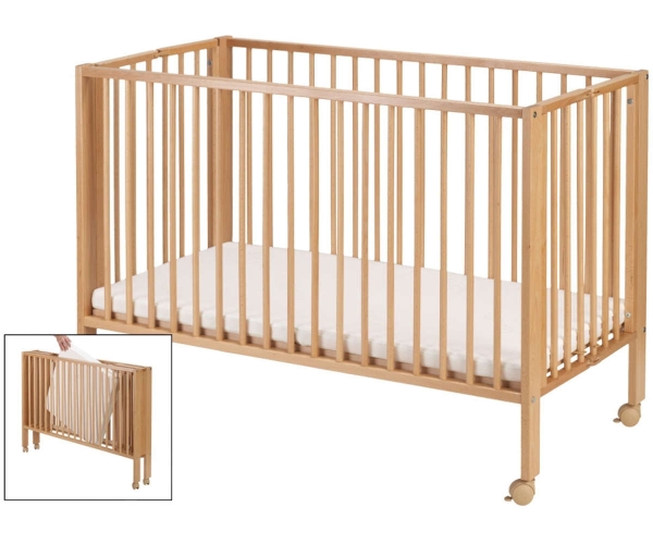 tiSsi® Faltbares Kinderbett JORI Buche Natur - Reisebett aus Massivholz
