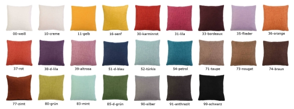 Kissenhülle DALLAS 470g 40x40cm 50x50cm 25 Farben mit Reißverschluss