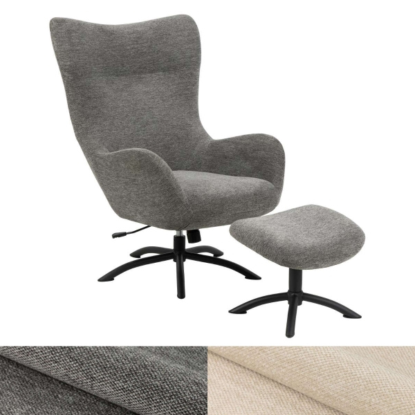 Drehsessel PORTOBELLO mit Hocker & Liegefunktion Stoff Skyland
