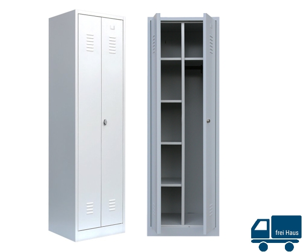 Mehrzweckschrank Spind 2-türig 180x60x50cm, grau VE10