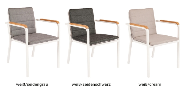 STERN® Stapelsessel PEPE Aluminium weiß mit Teakarmlehnen