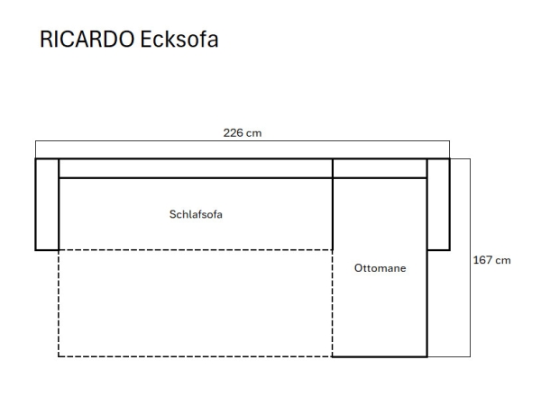 ROVALLO® Eck-Schlafsofa RICARDO mit Ottomane